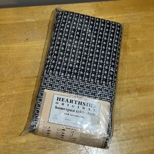 Hearthside Black White‎ Tablecloth Vintage Homespun 60x90" Fallani & Cohn NOS